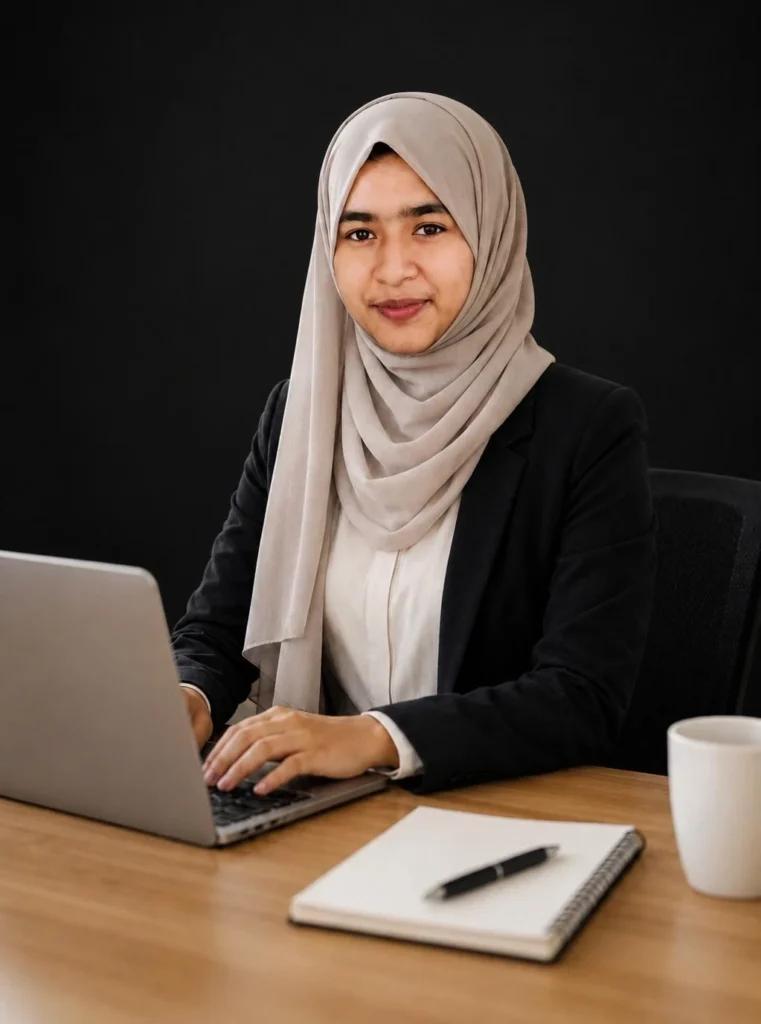 Safeela Nasri Digital Marketing Professional Working On Laptop
